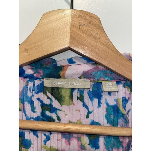 NWT Sunny Leigh Womens Button-Up Floral Blouse 3X Multicolor - Picture 6 of 10